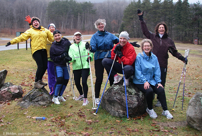 Women's Nordic Ski Training Group in dryland mode