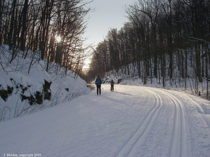 Late afternoon skiers, Fortune Parkway