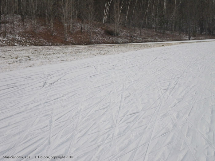 Snow and ski tracks near P5